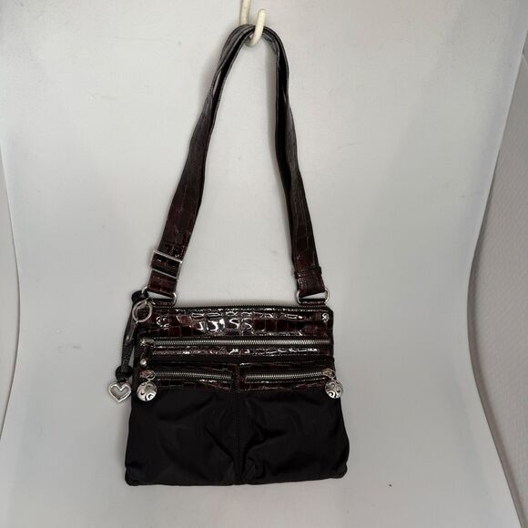 Brighton Brown Leather Alligator Embossed Crossbody Handbag E345145 Vintage - Picture 3 of 16